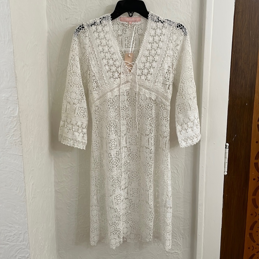 VALERIE KHALFON Women’s Lace V-Neck Dress Size 39 (US S/M)